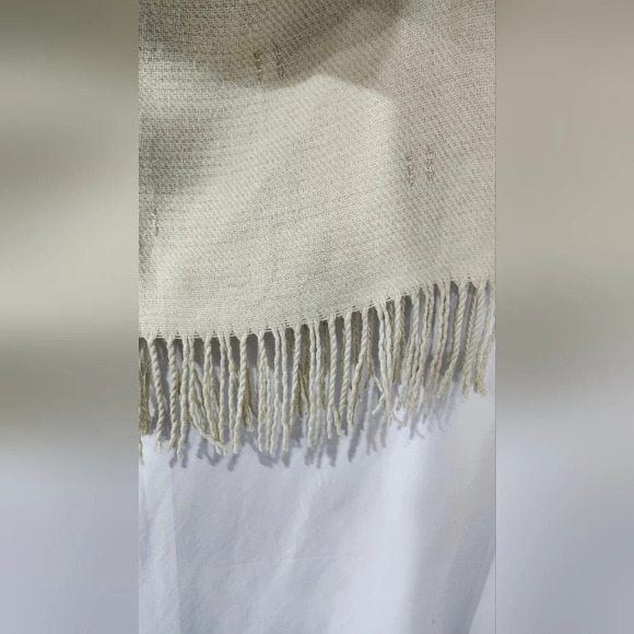 Beige Gold Womens Knit Poncho OSFM Wrap Fringe Boho Western‎ Festival Scandi - Picture 3 of 8